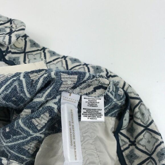 LOFT Womens Jacquard Shorts Blue Ivory Stretch Cotton Mid Rise Pockets Size 4 - Picture 9 of 11